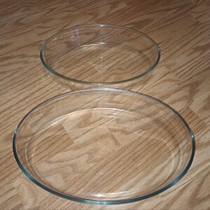2 Vintage Clear Glass Oval Casseroles. Pyrex